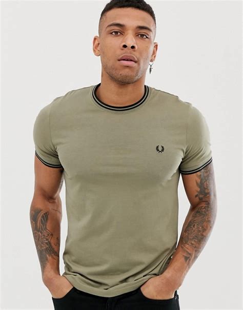 Fred Perry Twin Tipped T Shirt In Green Asos