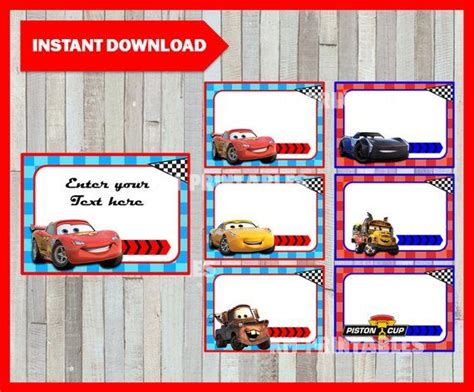 disney cars  printable cards tags book labels stickers kids cards gift tags labeling