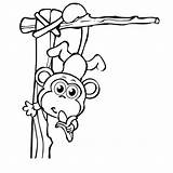 Monkey Coloring Pages Baby Colouring Cute Hanging Template Kids Printables Colour Swinging Print Head Drawing Color Monkeys Clipartpanda Books Jungle sketch template