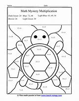 Multiplication Worksheets Puzzle Math Coloring Number Worksheet Color Puzzles Facts Sheets Turtle Maths Kids Pages Teach Nology sketch template