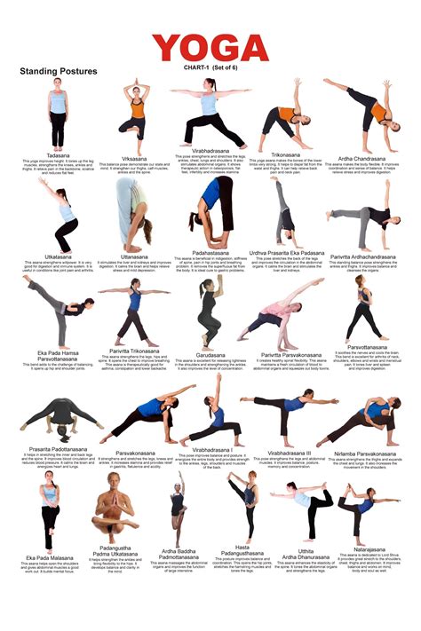 asanas yoga printable yoga poses chart yoga asanas names standing