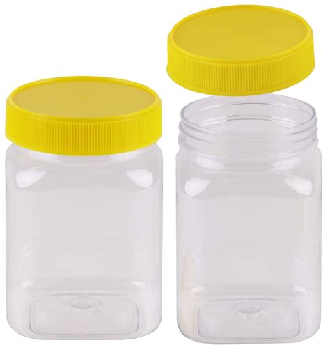 plastic honey jar gm square yellow lid food grade carton  pcs