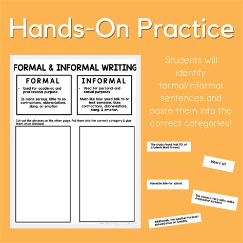 formal  informal language worksheet   teachers