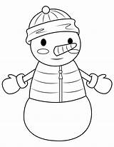 Coloring Mittens Snowman Wearing Pages sketch template