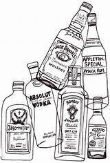 Alcohol Drawing Bottle Bottles Liquor Vodka Drawings Line Tumblr Coloring Pages Easy Glass Sketch Beer Color Cola Things Illustration Puzzle sketch template