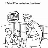 Police Road Helping Cross Coloring Officer Kid Officers Drawing Pages Color Netart sketch template