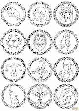 Signos Tierkreiszeichen Sternzeichen Astrology Zodiacali Segni Colorir Malvorlagen Getcolorings Zoodiaco Vergine Zodiacale Segno Leo Cancer sketch template