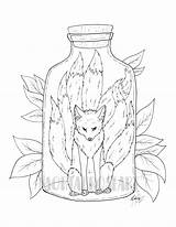 Kitsune Bottled Mythical Creature sketch template