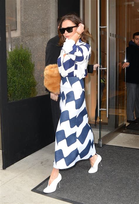 Victoria Beckham S White Mules In New York December 2016 Popsugar Fashion