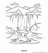 Waterfall Coloring Pages Drawing Nature Printable Kids Fall Template Stream Sheets Victoria Book Drawings เล อก บ อร sketch template