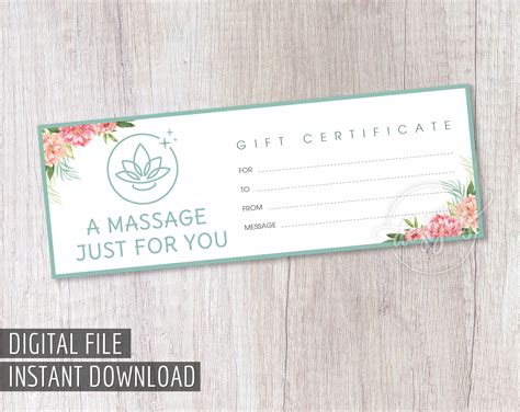 massage t certificate valentine s day printable t etsy canada