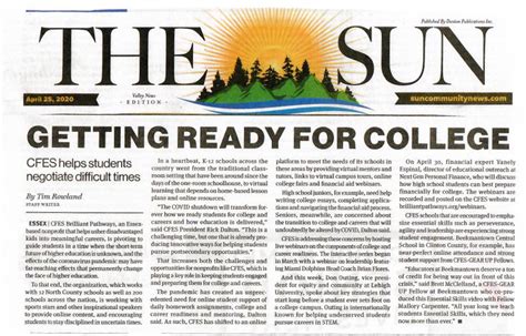 sun community news article  ready  college cfes brilliant