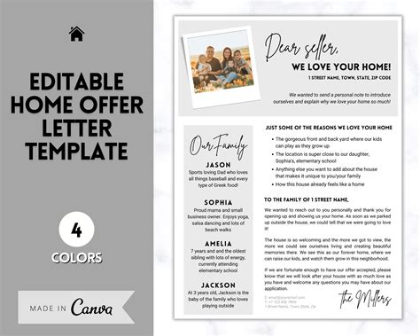 editable home offer letter template real estate marketing templates