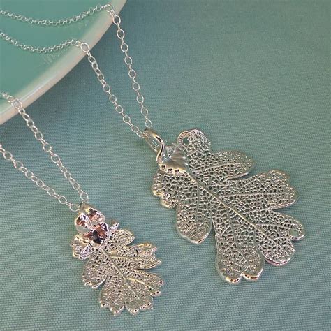 Bridal Party T Ideas Silver Oak Leaf Necklace Real Leaf Jewelry