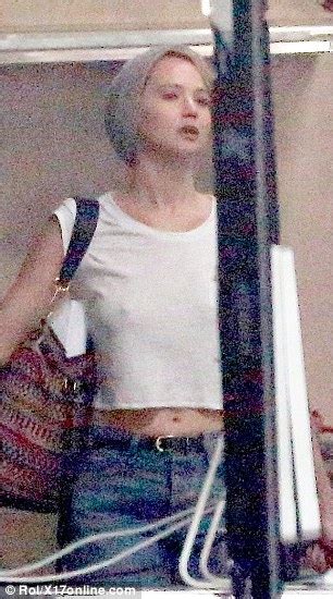 jennifer lawrence goes braless in tight white cropped t shirt in nyc daily mail online