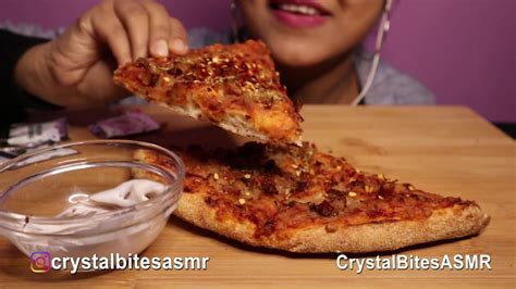 asmr dominos pepper bbq chicken pizza eating sounds crystalbitesasmr youtube