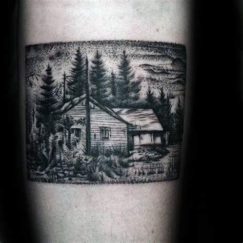 40 Log Cabin Tattoo Designs For Men Dwelling Ink Ideas