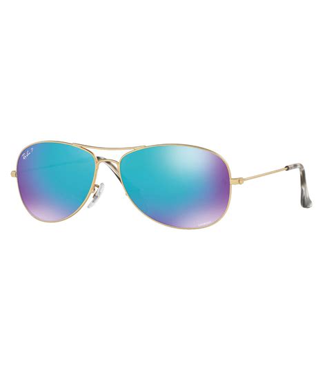 lyst ray ban chromance polarized mirrored aviator sunglasses in blue