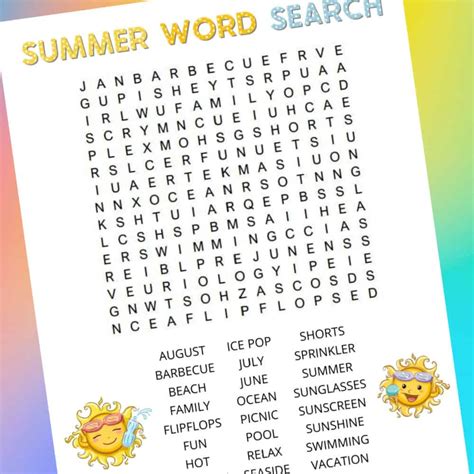 printable summer word search grade