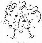 Spumante Champagne Glas Capodanno Ausmalen Festivita Malvorlage Diverse sketch template
