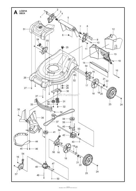 husqvarna lca    parts diagram  mower deck cutting deck