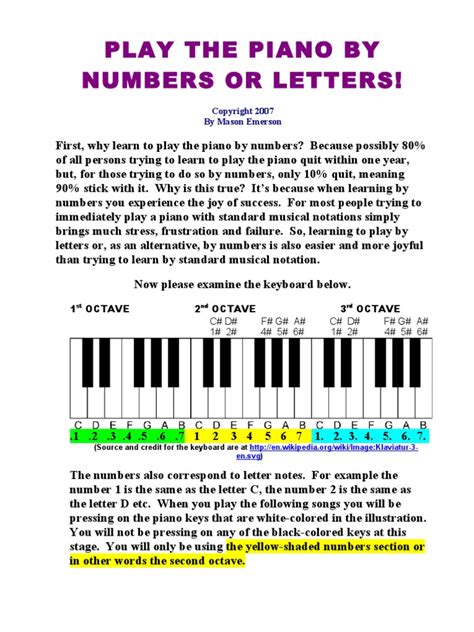 play  piano  numbers  letters piano musical notation