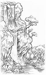 Waterfall Landscape Drawing Pencil Line Scenery Water Fall Drawings Landscapes Sketch Waterfalls Simple Doodle Getdrawings Fantasy Deviantart Cool Realistic Sketches sketch template