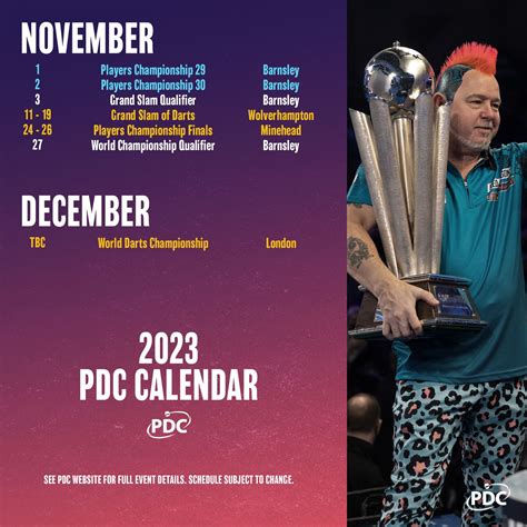 pdc launches darts calendar     tournament days   upcoming season