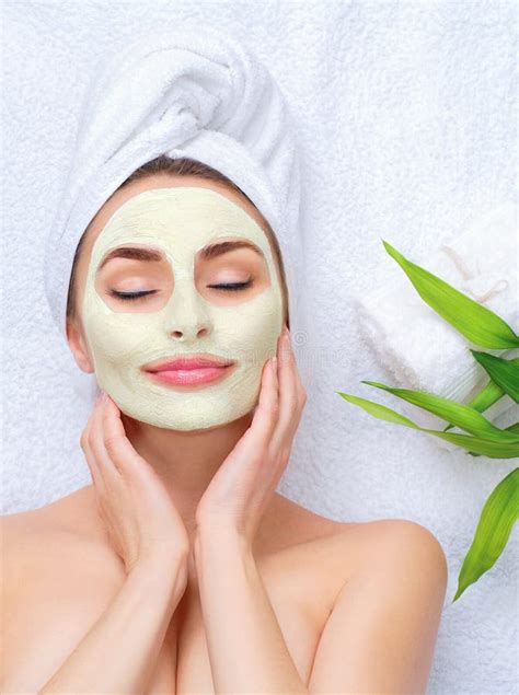 spa facial mask stock photo image  happy cosmetic