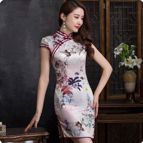 double layer silk summer cheongsam vintage chinese women elegant dress