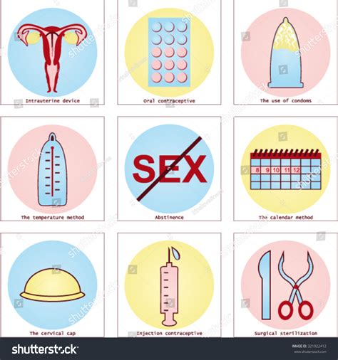 contraception methods icon set birth control vector illustration