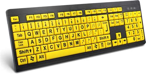 boogiio large print computer keyboard wired usb high contrast keyboard