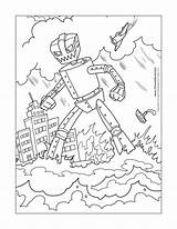 Robot Coloring Pages Kids Thunderstorm Printable Color City Getcolorings Paper Timvandevall sketch template