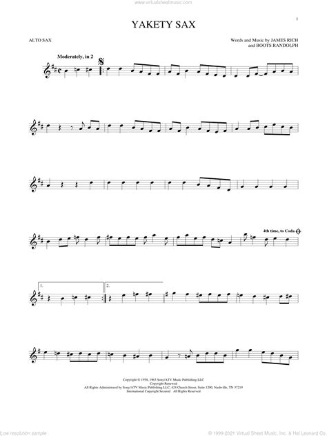 Randolph Yakety Sax Sheet Music For Alto Saxophone Solo Pdf