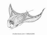 Manta Mandalas Zentangle Dibujo Animales Lapiz Mobula Mantarraya Fish Vectores Stingray Stylized sketch template