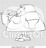 Outlined Soda Fountain Obese Holding Woman Royalty Clipart Cartoon Vector Djart sketch template