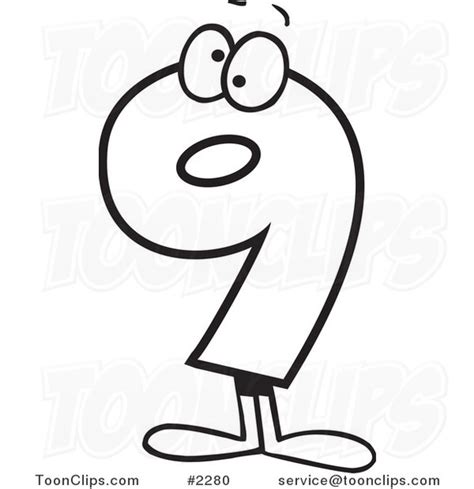 cartoon black  white  drawing   number  character
