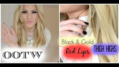 ootw black and gold red lips and thigh highs pbbunny97 youtube