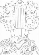 Coloring Pusheen Pages Doodle Ice Cream Donut Kids Color Cake Printable Candy Print Doodling Creams Delicious Cakes Head Halloween Coloringbay sketch template