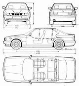 Bmw E34 M5 Blueprints 1989 Sedan Car sketch template