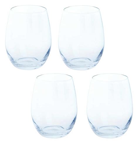 Set Of 4 Stemless White Wine Glasses By Dartington Crystal