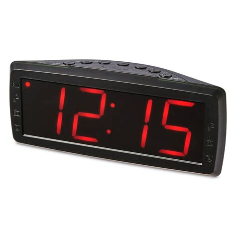 onn digital alarm clock  red lcd amfm radio black walmartcom