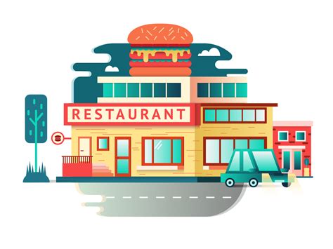 restaurant building illustration kit