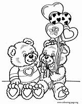 Coloring Teddy Bear Pages Valentine Bears Heart Couple Valentines Colouring Printable Balloons Print Sheet Cute Sheets Adult Clipart Outline Color sketch template