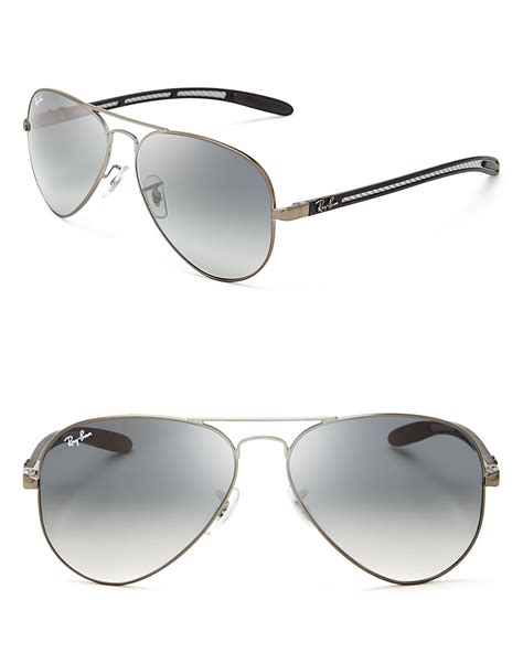 ray ban rubber temple aviator sunglasses in silver for men matte