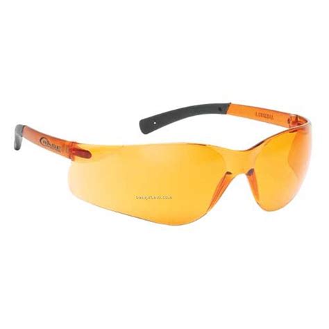 lightweight wrap around safety eyeglasses orange lens self frame