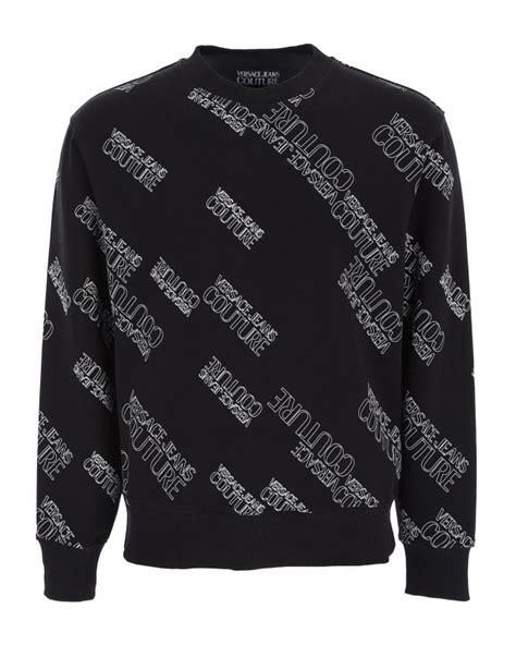 versace jeans couture mens diagonal logo print sweatshirt black jumper
