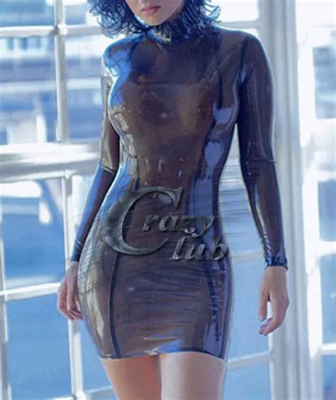 Crazy Club Fast Delivery Latex Zentai Dress Sexy Latex Party Dresses
