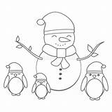 Snowman Penguins sketch template
