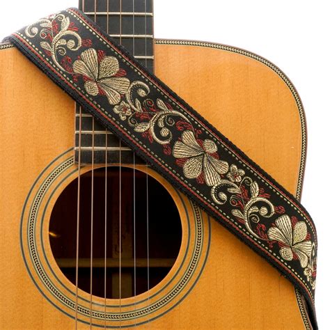 cloudmusic guitar strap jacquard weave strap  leather ends vintage